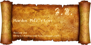Hanke Márton névjegykártya